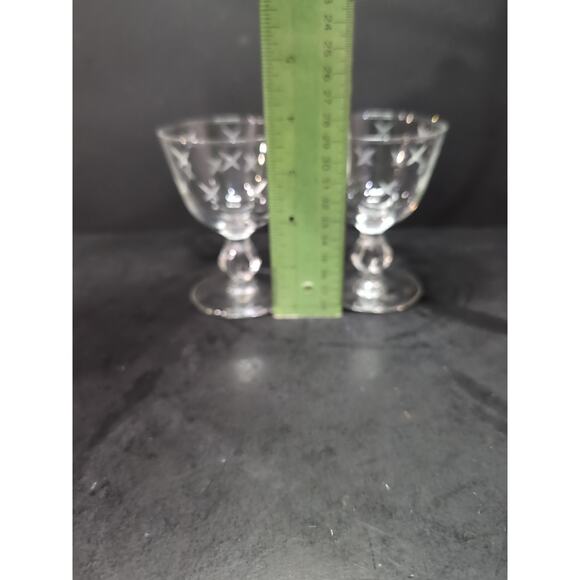 Libbey MCM X Gray Cut Stardust Atomic Champagne‎ Sherbet Goblet Glass Stemware - Picture 8 of 9